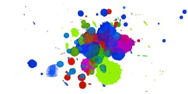 Soyut suluboya aquarelle elle çizilmiş boya sıçramak leke beyaz arka plan üzerinde