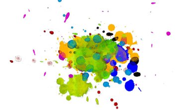 Soyut suluboya aquarelle elle çizilmiş boya sıçramak leke beyaz arka plan üzerinde