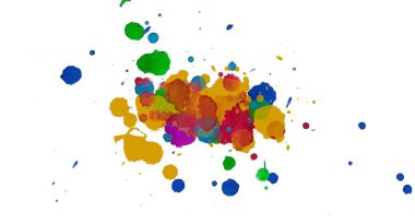 Soyut suluboya aquarelle elle çizilmiş boya sıçramak leke beyaz arka plan üzerinde