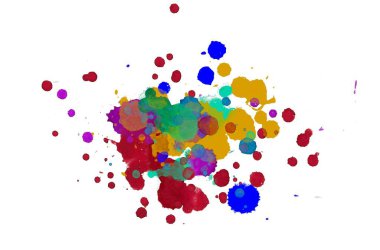 Soyut suluboya aquarelle elle çizilmiş boya sıçramak leke beyaz arka plan üzerinde