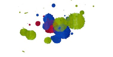 Soyut suluboya aquarelle elle çizilmiş boya sıçramak leke beyaz arka plan üzerinde