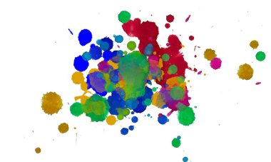 Soyut suluboya aquarelle elle çizilmiş boya sıçramak leke beyaz arka plan üzerinde