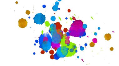 Soyut suluboya aquarelle elle çizilmiş boya sıçramak leke beyaz arka plan üzerinde