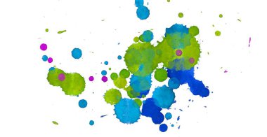 Soyut suluboya aquarelle elle çizilmiş boya sıçramak leke beyaz arka plan üzerinde