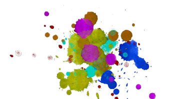 Soyut suluboya aquarelle elle çizilmiş boya sıçramak leke beyaz arka plan üzerinde