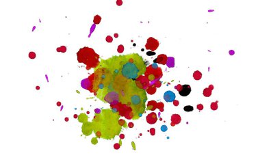 Soyut suluboya aquarelle elle çizilmiş boya sıçramak leke beyaz arka plan üzerinde