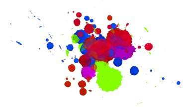 Soyut suluboya aquarelle elle çizilmiş boya sıçramak leke beyaz arka plan üzerinde