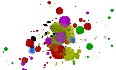 Soyut suluboya aquarelle elle çizilmiş boya sıçramak leke beyaz arka plan üzerinde