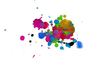 Soyut suluboya aquarelle elle çizilmiş boya sıçramak leke beyaz arka plan üzerinde