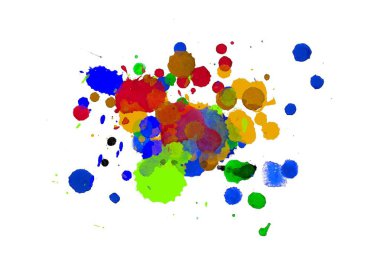 Soyut suluboya aquarelle elle çizilmiş boya sıçramak leke beyaz arka plan üzerinde