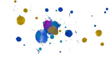 Soyut suluboya aquarelle elle çizilmiş boya sıçramak leke beyaz arka plan üzerinde