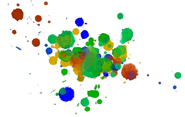 Absztrakt Akvarell Aquarelle Kézzel Rajzolt Festék Fröccs Folt Fehér Háttér — Stock Fotó