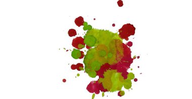 Soyut suluboya aquarelle elle çizilmiş boya sıçramak leke beyaz arka plan üzerinde