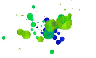 Soyut suluboya aquarelle elle çizilmiş boya sıçramak leke beyaz arka plan üzerinde