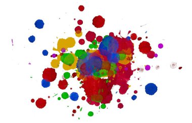 Soyut suluboya aquarelle elle çizilmiş boya sıçramak leke beyaz arka plan üzerinde