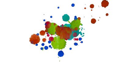 Soyut suluboya aquarelle elle çizilmiş boya sıçramak leke beyaz arka plan üzerinde