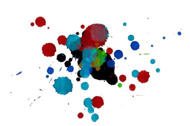 Soyut suluboya aquarelle elle çizilmiş boya sıçramak leke beyaz arka plan üzerinde