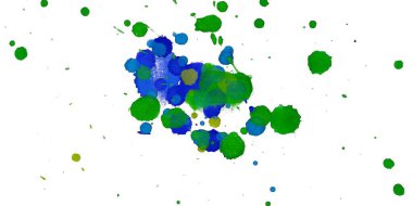 Soyut suluboya aquarelle elle çizilmiş boya sıçramak leke beyaz arka plan üzerinde