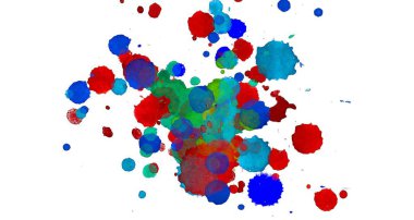 Soyut suluboya aquarelle elle çizilmiş boya sıçramak leke beyaz arka plan üzerinde