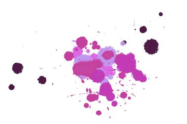 Soyut suluboya aquarelle elle çizilmiş boya sıçramak leke beyaz arka plan üzerinde