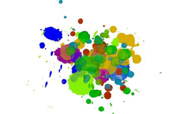 Soyut suluboya aquarelle elle çizilmiş boya sıçramak leke beyaz arka plan üzerinde