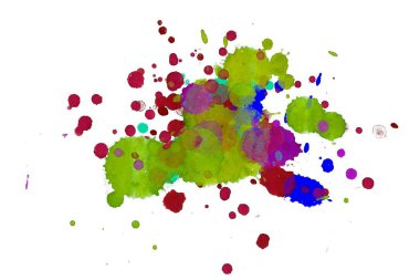 Soyut suluboya aquarelle elle çizilmiş boya sıçramak leke beyaz arka plan üzerinde