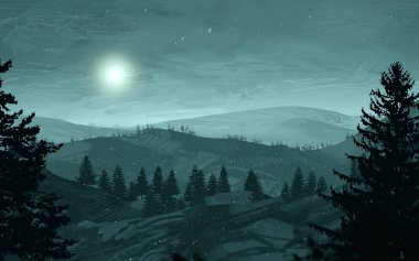 gece dağlarda manzara görünümü