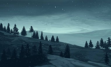 gece dağlarda manzara görünümü