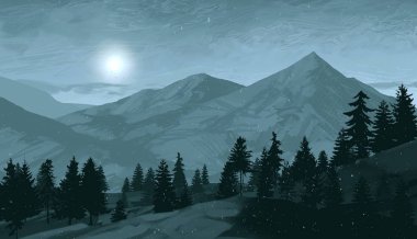 gece dağlarda manzara görünümü