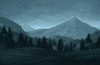 ağaçlar ile dağlık sahnenin doğal görünümü