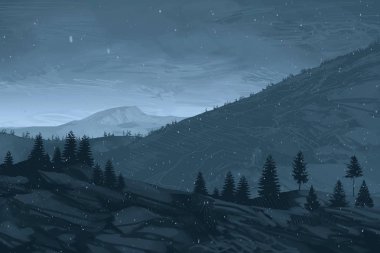 ağaçlar ile dağlık sahnenin doğal görünümü