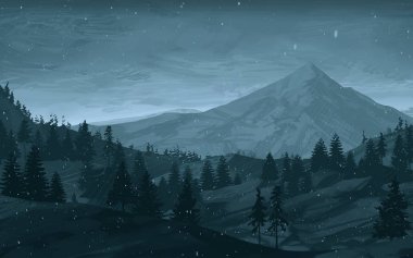 ağaçlar ile dağlık sahnenin doğal görünümü