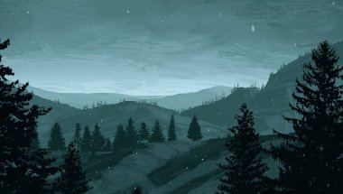 ağaçlar ile dağlık sahnenin doğal görünümü