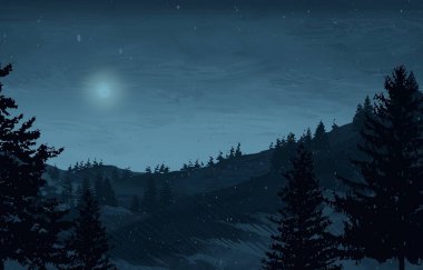 ağaçlar ile dağlık sahnenin doğal görünümü