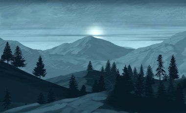 ağaçlar ile dağlık sahnenin doğal görünümü