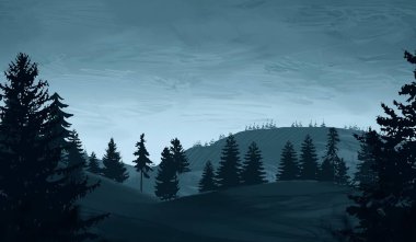 ağaçlar ile dağlık sahnenin doğal görünümü