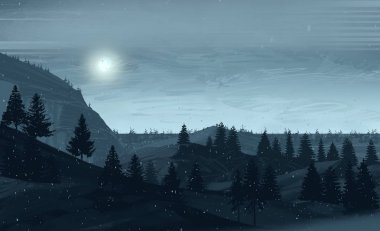 ağaçlar ile dağlık sahnenin doğal görünümü