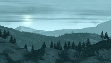 ağaçlar ile dağlık sahnenin doğal görünümü