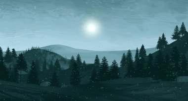 ağaçlar ile dağlık sahnenin doğal görünümü