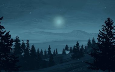 ağaçlar ile dağlık sahnenin doğal görünümü