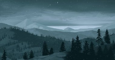 ağaçlar ile dağlık sahnenin doğal görünümü