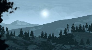 ağaçlar ile dağlık sahnenin doğal görünümü