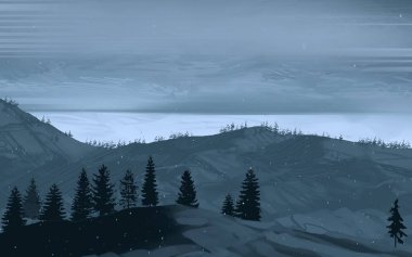 ağaçlar ile dağlık sahnenin doğal görünümü