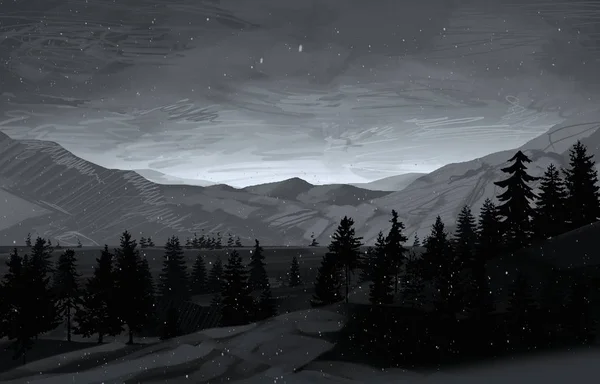 Vue Paysage Dans Les Montagnes Nuit — Photo