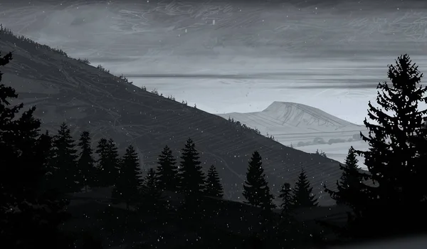 Uitzicht Landschap Bergen Nachts — Stockfoto