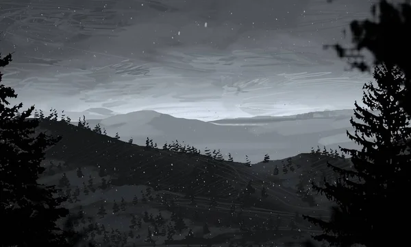 Vedere Peisajului Munți Noaptea — Fotografie, imagine de stoc
