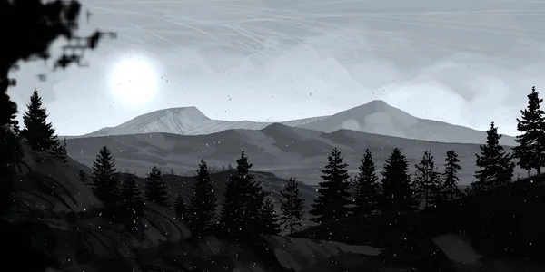 Vue Panoramique Scène Montagneuse Avec Des Arbres — Photo
