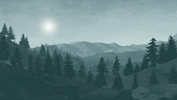 Malerischer Blick Auf Die Bergige Landschaft Mit Bäumen — Stockfoto