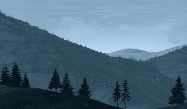 ağaçlar ile dağlık sahnenin doğal görünümü