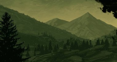 çam ağaçları ile gece dağlık manzara